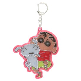 【最大1000円OFFクーポン！】クレヨンしんちゃん キーリング ぴかぴかキーホルダー2 しんちゃん＆シロ ライト付き 光る 名札 アニメキャラクター グッズ メール便可 シネマコレクション