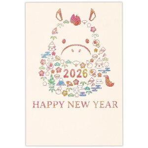 年賀カード 年賀ハガキ 3枚入り テクスチャー箔小物模様 日本ホールマーク 年賀状 ポストカード 午年 うま年 馬年 グッズ メール便可 シネマコレクション