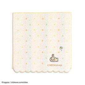 【ポイント10倍 & クーポン！】ちいかわ ミニタオル 無撚糸タオルハンカチ ドット イエロー うさぎ タオル美術館 プレゼント かわいい キャラクター グッズ メール便可 シネマコレクション