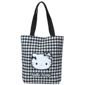【ポイント10倍 & クーポン！】ハローキティ 手提げかばん お出かけトート 千鳥格子 ブラック サンリオ トートバッグ キャラクター グッズ シネマコレクション