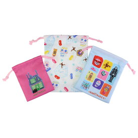 【ポイント10倍 & クーポン！】ハリーポッター 巾着袋 3P巾着ポーチ 総柄 ハニーデュークス ワーナーブラザース マリモクラフト 小物入れ 映画キャラクター グッズ メール便可 シネマコレクション