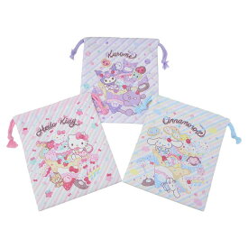 【ポイント10倍 & クーポン！】サンリオキャラクターズ 巾着袋 きんちゃくポーチS 3枚セット サンリオ 高波クリエイト 新学期準備雑貨 キャラクター グッズ メール便可 シネマコレクション