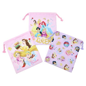 【ポイント10倍 & クーポン！】ディズニープリンセス 巾着袋 きんちゃくポーチS 3枚セット ディズニー 高波クリエイト 新学期準備雑貨 キャラクター グッズ メール便可 シネマコレクション