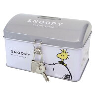【最大1000円OFFクーポン！】スヌーピー 貯金箱 カギ付き缶バンク モノクロ ピーナッツ ティーズファクト…