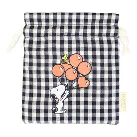 【ポイント10倍 & クーポン！】スヌーピー 巾着袋 きんちゃくポーチ バルーンチェック ピーナッツ マリモクラフト 小物入れ かわいい キャラクター グッズ メール便可 シネマコレクション