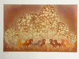 絵画　リトグラフ　R.SOJA　アル・ソージャ「馬」 ARCHES　アルシュ水彩紙（フランス製）使用