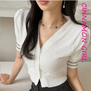 【全5色】ニットカーディガン ホワイト イエロー ピンク グリーン ブラック【knit-0516btop】( lam )(240522)シナモンガール Cinnamon Girl 超ミニ マイクロミニ 韓国 胸元 セクシー cinnamongirl レディー