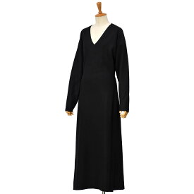 【50％OFF】BARENA VENEZIA【バレナ ヴェネチア】Vネックロングワンピース ABD2849 0317 Abito Ornella TV Rova Nero ウール ポリアミド ブラック