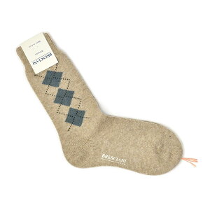 【FINAL SALE】【sizeS,M】BRESCIANI【ブレッシアーニ】ソックス靴下 WD007IN0024 033 BEIGE×BLUE GREY カシミヤ ベージュ