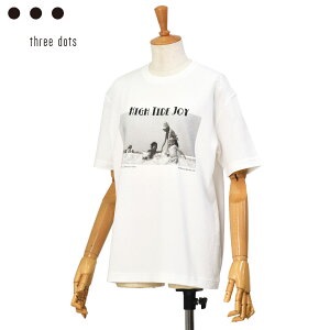 three dots�y�X���[�h�b�c�z�O���t�B�b�N����T�V���c AK1005YU 030 HIGH TIDE JOY �R�b�g�� �z���C�g