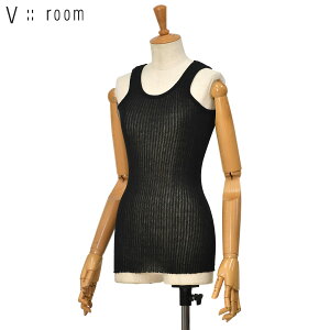 V::room�y���B ���[���z���u�^���N�g�b�v GAUZE RIB TANKT 881 BLACK �R�b�g�� �u���b�N