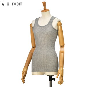 V::room�y���B ���[���z���u�^���N�g�b�v GAUZE RIB TANKT 881 HT GREY �R�b�g�� �O���[