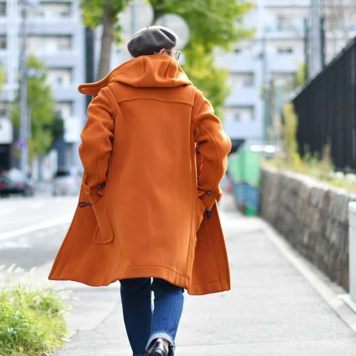 Amika face ダッフルコートオレンジ日本製 ウール90%ナイロン10 