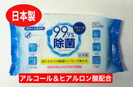 日本製 除菌 ウエットティッシュ 50枚入り12個セット アルコール 除菌 ヒアルロン酸配合 ウイルス対策 除菌シート