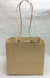 【10枚入】クラフト紙 紙袋 手提げ袋 S 幅23×マチ18×高さ21cm ラッピング ペーパーバッグ 角底 フラワー アレンジバッグ クラフトバッグ 茶色 無地 プレゼント 結婚式 引き出物