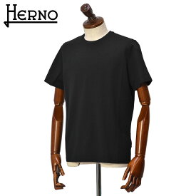 【FINAL SALE】HERNO【ヘルノ】クルーネックカットソー JG000174U-52003 9300 コットンストレッチ ジャージー ブラック