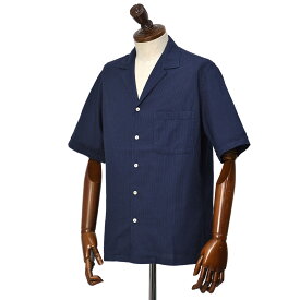 Original Vintage Style【オリジナルヴィンテージスタイル】半袖オープンカラーシャツ CRAIG421 BLUE コットン 製品染め ドット ネイビー