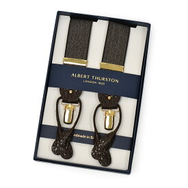 ALBERT THURSTON【アルバートサーストン】サスペンダー/ブレイシス 35MM 2417 4 47B クロコ型押し ヘリンボーン ブラウン