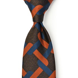 FRANCO BASSI【フランコバッシ】ネクタイ K03 3 シルク ジオメトリック ブラウン×オレンジ
