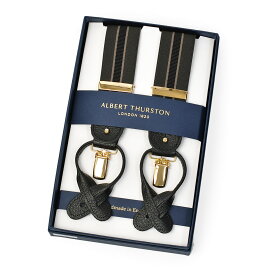 ALBERT THURSTON【アルバートサーストン】サスペンダー/ブレイシス 35MM 2266 221 6 シボ革 ストライプ ブラウン