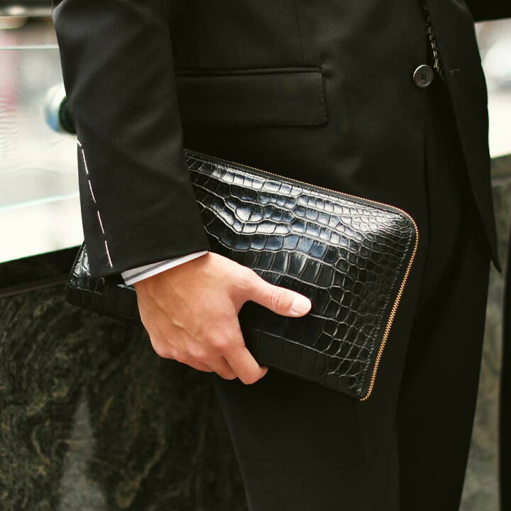 楽天市場】CISEI【チセイ/シセイ】CROCODILE clutch bag BLACK 
