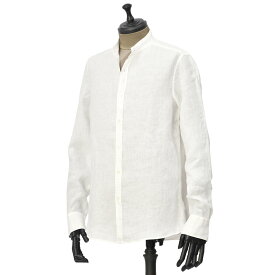 【30％OFF】Bagutta【バグッタ】バンドカラーシャツ NCANNES GALT 11028 002 リネン ホワイト