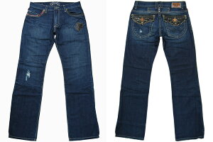 ���r���Y�W�[�� D5075 ���U�[�t���b�v�y�_�[�N�E�H�b�V���zROBIN'S JEAN D5075 LEATHER FLAP�yDARK WASH�z