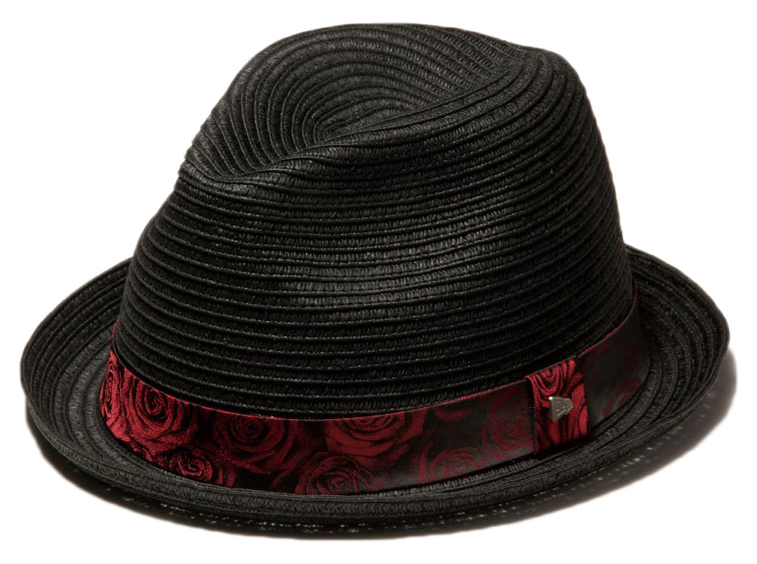 イーケーバイニューエラ ハット ザ フェドーラ ペーパーロープ ローズバンド ブラック レッドEK by New Era Hat The Fedora Paper Rope Rose band Black Red ハット