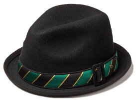 イーケーバイニューエラ ハット ザ フェドーラ ウール サテンバンド ブラック グリーン EK by New Era Hat The Fedora Wool Satin Band Black Green