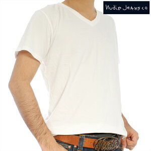 �k�[�f�B�[�W�[���Y S/S TV�l�b�NT�V���c �I�t�z���C�g Nudie Jeans S/S V-Neck T-Shirt Offwhite