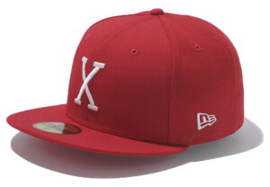 �j���[�G�� 5950�L���b�v �G�b�N�X���S �X�J�[���b�g �X�m�[�z���C�g New Era 59FIFTY Cap X Logo Scarlet Snow White