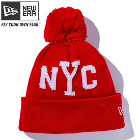 ニューエラ ニット帽 ニットキャップ ポンポンニット ニューヨークシティ NYC スカーレット ホワイト スノーホワイト New Era Knit Cap Pom-Pon Knit New York City NYC Scarlet White