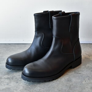 y|Cg10{zyTCYГz PADRONE ph[l PU7358-1127-24C SHORT WORK BOOTS (WATER PROOF LEATHER) ubN BLACK hU[ vibram ru\[ { Mtg