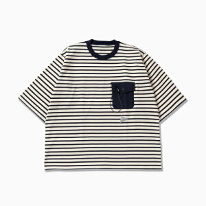 and wander �A���h�����_�[ stripe pocket HS T (5746184078) / navy , orange