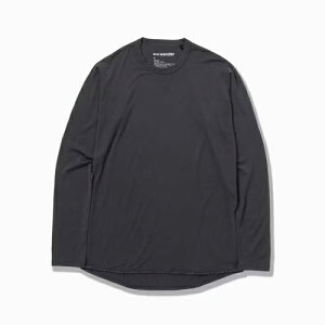 and wander �A���h�����_�[ merino base LS T (5744164128) charcoal �`���R�[��