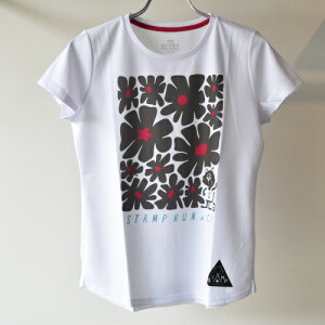 STAMP RUN&CO X^v STAMP GRAPHIC WOMENS RUN TEE (FLOWER -WHITE-)