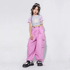 子供服 キッズファッション パフォーマンス 発表会 イベント 衣装 コスチューム ユニフォーム ダンス ヒップホップ ストリート クロップド丈 ガールズ