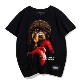 Tシャツ 犬柄 犬 ドッグ プリント 犬 柄 プリント 夏 ラウンドネック 半袖 ポップ アメリカン ゆったり 大きいサイズ