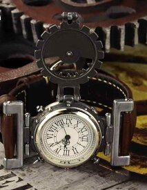 レトロ 腕時計 時計 ウォッチ クォーツ スチームパンク 人工皮革 カジュアル ユニセックス