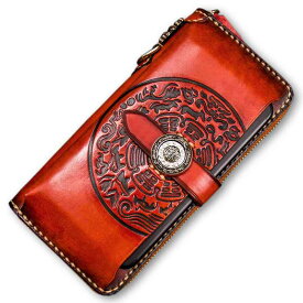 長財布 レトロ かっこいい ロング ウォレット 牛革 携帯電話 バッグ メンズ レディース 革 ジッパー クラッチ