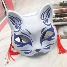 ハロウィン 日本風 半顔 レトロ 猫 フェイスマスク マスカレード アニメ マスク 猫 フェイスマスク
