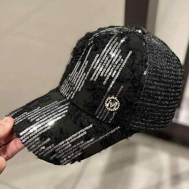 帽子 韓国 スパンコール Mラベル メッシュ 通気性 キャップ レディース 春夏 ファッション ショッピング サンバイザー 野球帽