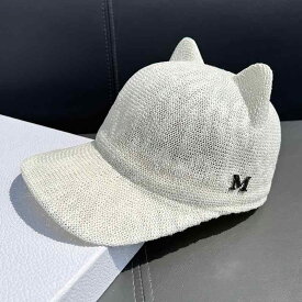 キャップ 帽子 夏 かわいい 日焼け防止 女性 乗馬 韓国 通気性 サンバイザー 野球帽 猫耳