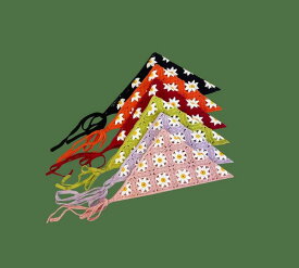 三角形 スカーフ ヘッド バンド レディース かわいい 花 夏 かぎ編み ウール ヘアアクセサリー
