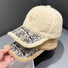 帽子 韓国 子羊 ベルベット 刺繍 文字 野球帽 秋冬 女性用 暖かい ピーク キャップ