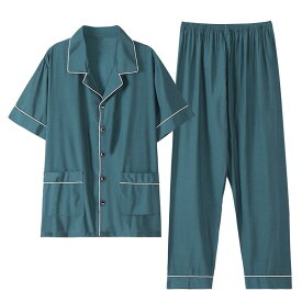 パジャマ ルームウェア セット ナイトウェア テンセル 綿 メンズ 夏 モーダル 半袖 ズボン ホーム 冷感 薄手 空調