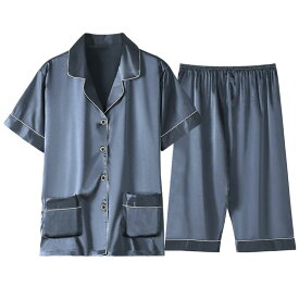 パジャマ ルームウェア セット ナイトウェア カップル 冷感 レディース 夏 ツーピース スーツ 半袖 薄部 ホーム 服 メンズ