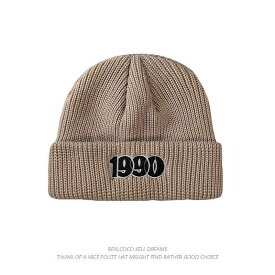 韓国 1990年文字刺繍 秋冬 女性用 ニット帽 暖かい ウール帽子 男性用 防寒帽子