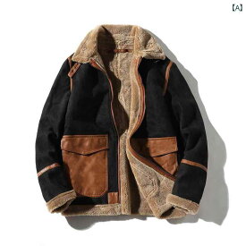 ジャケット メンズ おしゃれ ラムウール コットン コート 裏起毛 厚手 ファー 大きいサイズ 韓国
