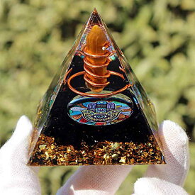 ピラミッド インテリア クリスタル コラム 黒曜石 砂利 樹脂 デスクトップ 装飾品